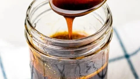 Three ingredients for homemade teriyaki sauce in a bowl