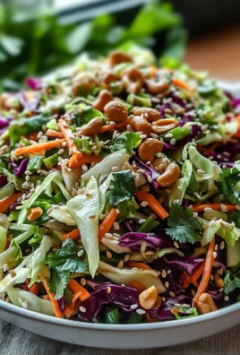 A colorful Asian Cabbage Salad with sesame dressing and fresh vegetables