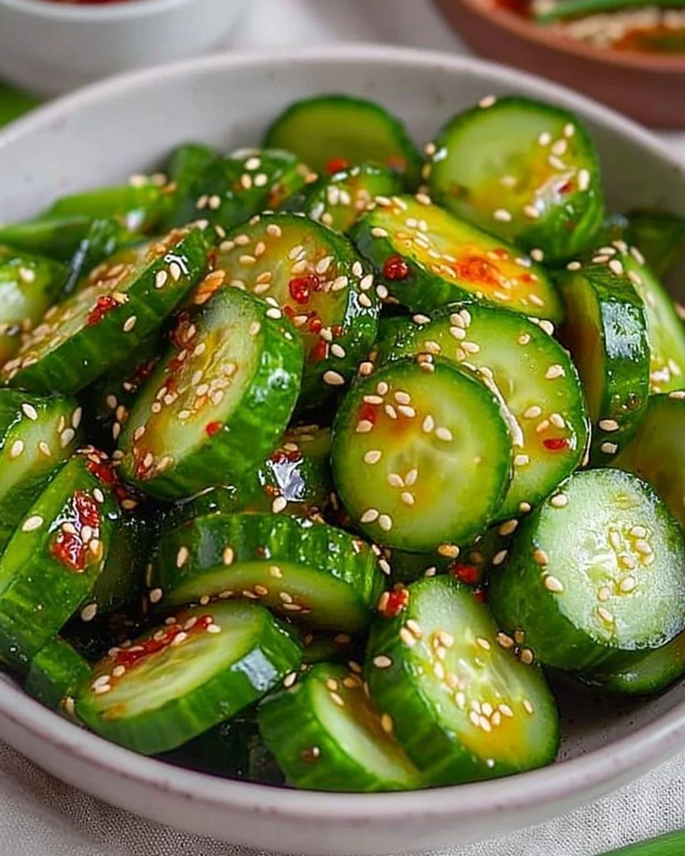 Asian Spicy Cucumber Salad with fresh ingredients and vibrant colors