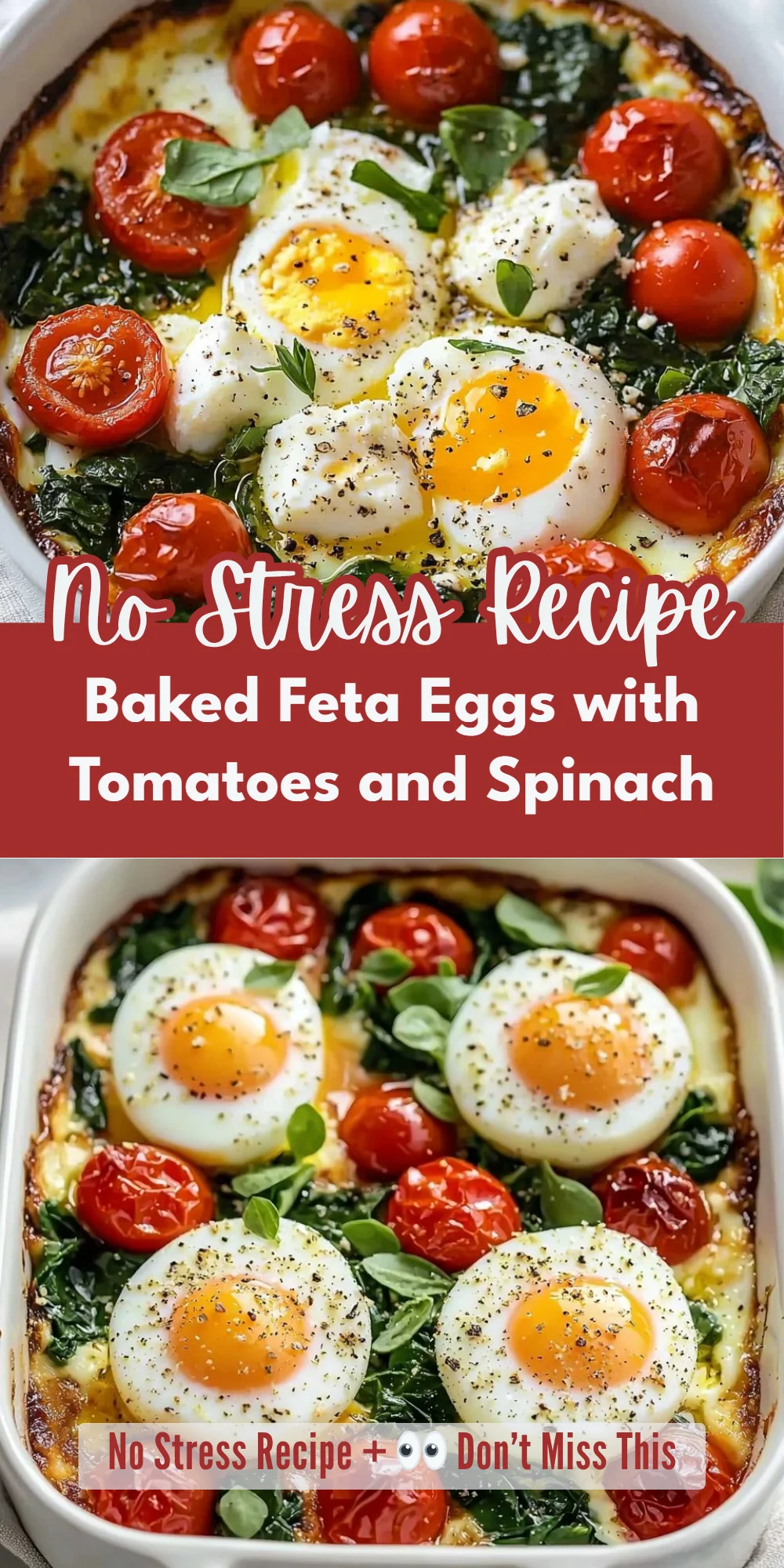 Baked Feta Eggs with Tomatoes and Spinach