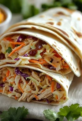 BBQ Chicken Coleslaw Wraps with fresh ingredients on a rustic wooden table