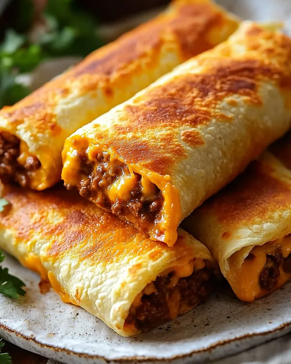 Delicious beef and cheese chimichangas served with toppings and salsa.