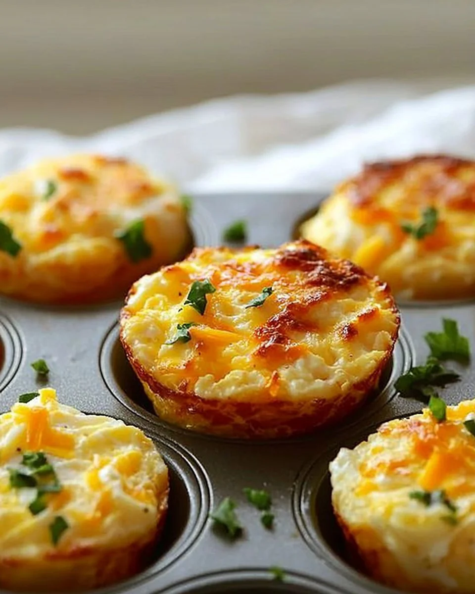 Cheesy muffin tin cottage cheese egg bites fresh out of the oven