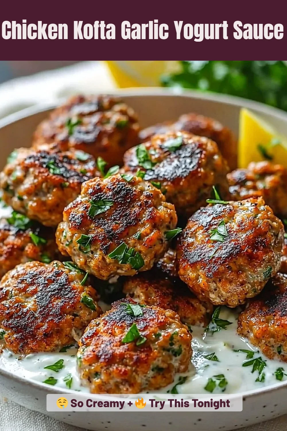 Chicken Kofta Garlic Yogurt Sauce