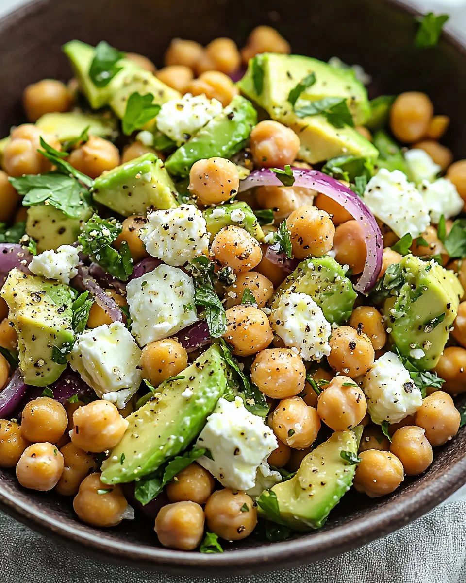 Chickpea Feta Avocado Salad