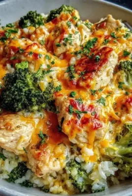 Crockpot Broccoli Cheddar Chicken and Rice served in a bowl for dinner