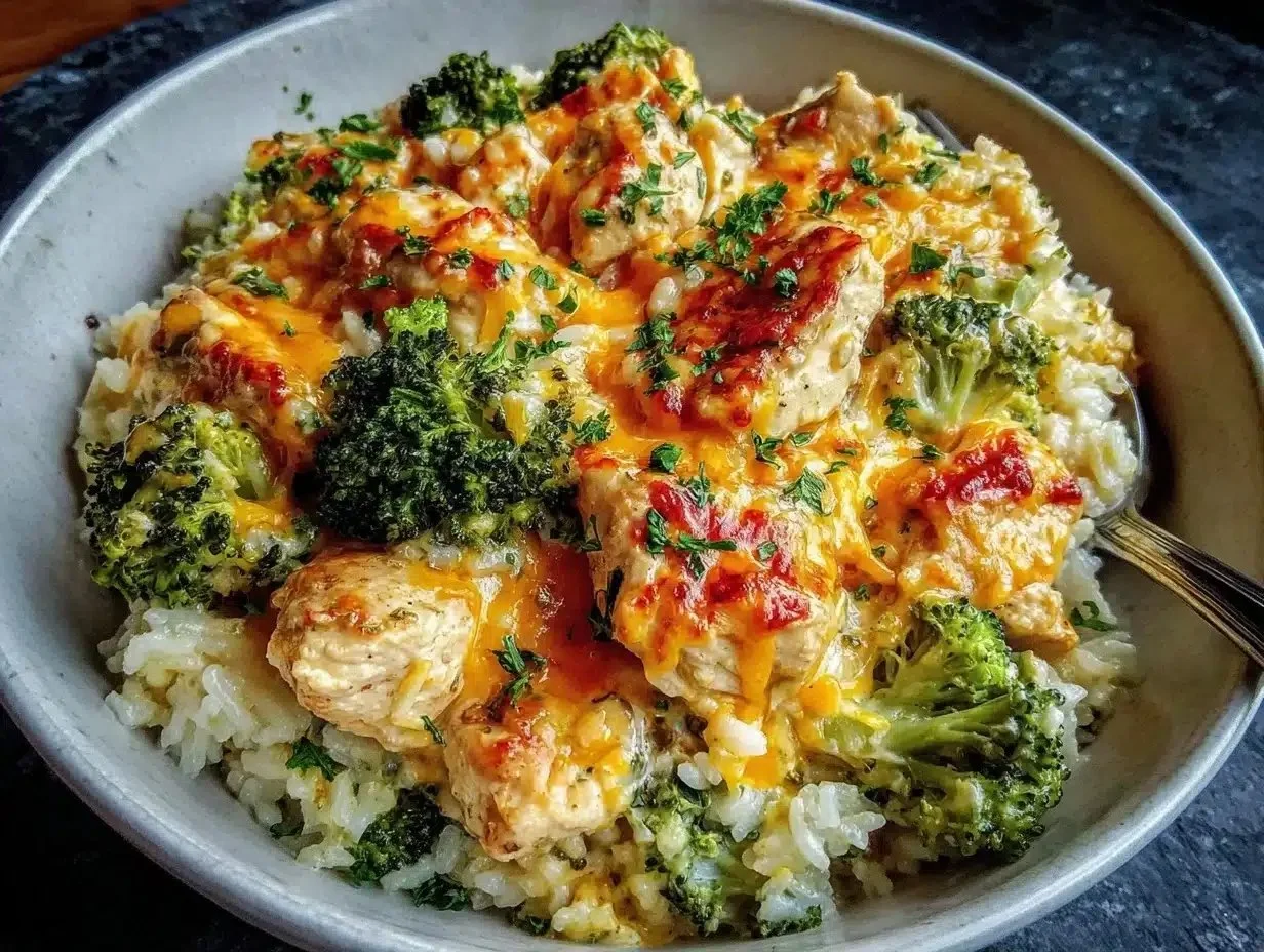 Crockpot Broccoli Cheddar Chicken and Rice Easy Weeknight Dinner Recipe