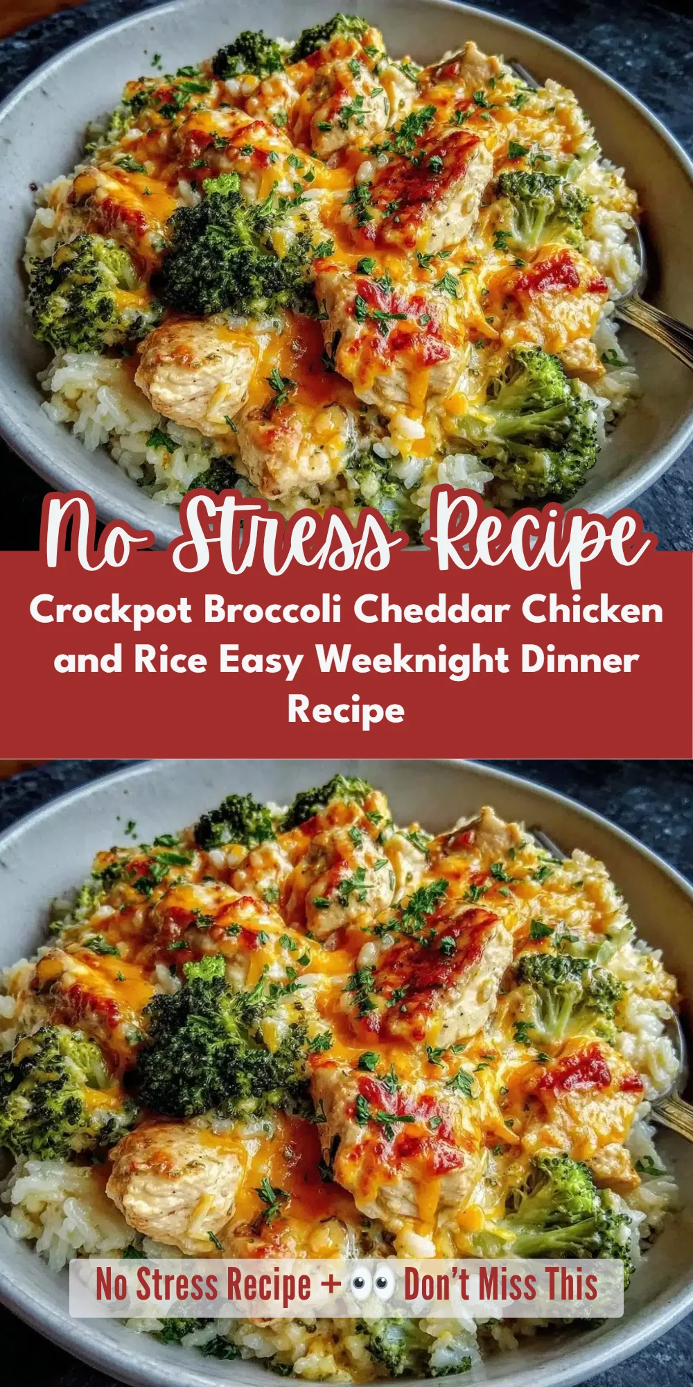 Crockpot Broccoli Cheddar Chicken and Rice Easy Weeknight Dinner Recipe