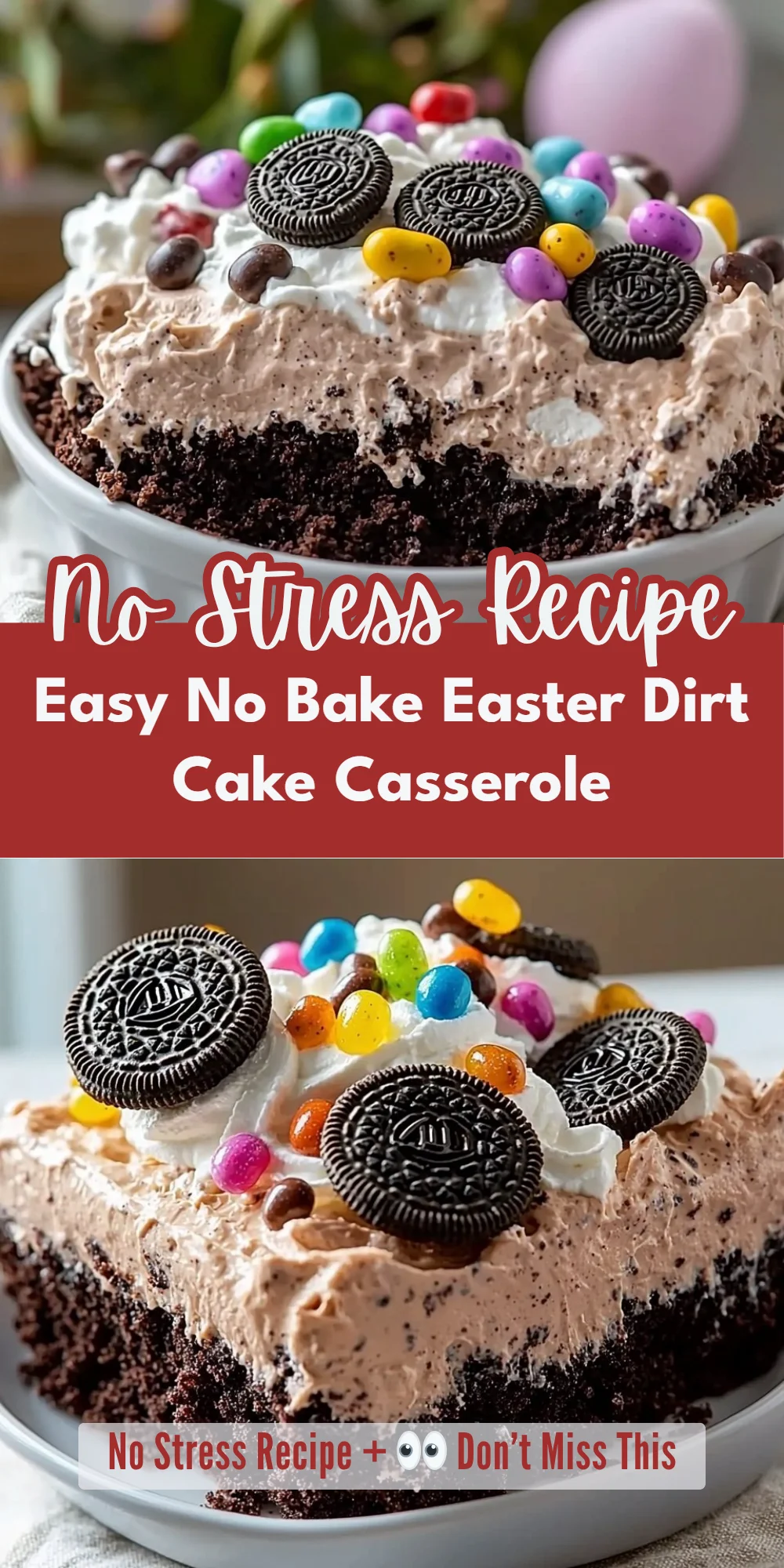 Easy No Bake Easter Dirt Cake Casserole
