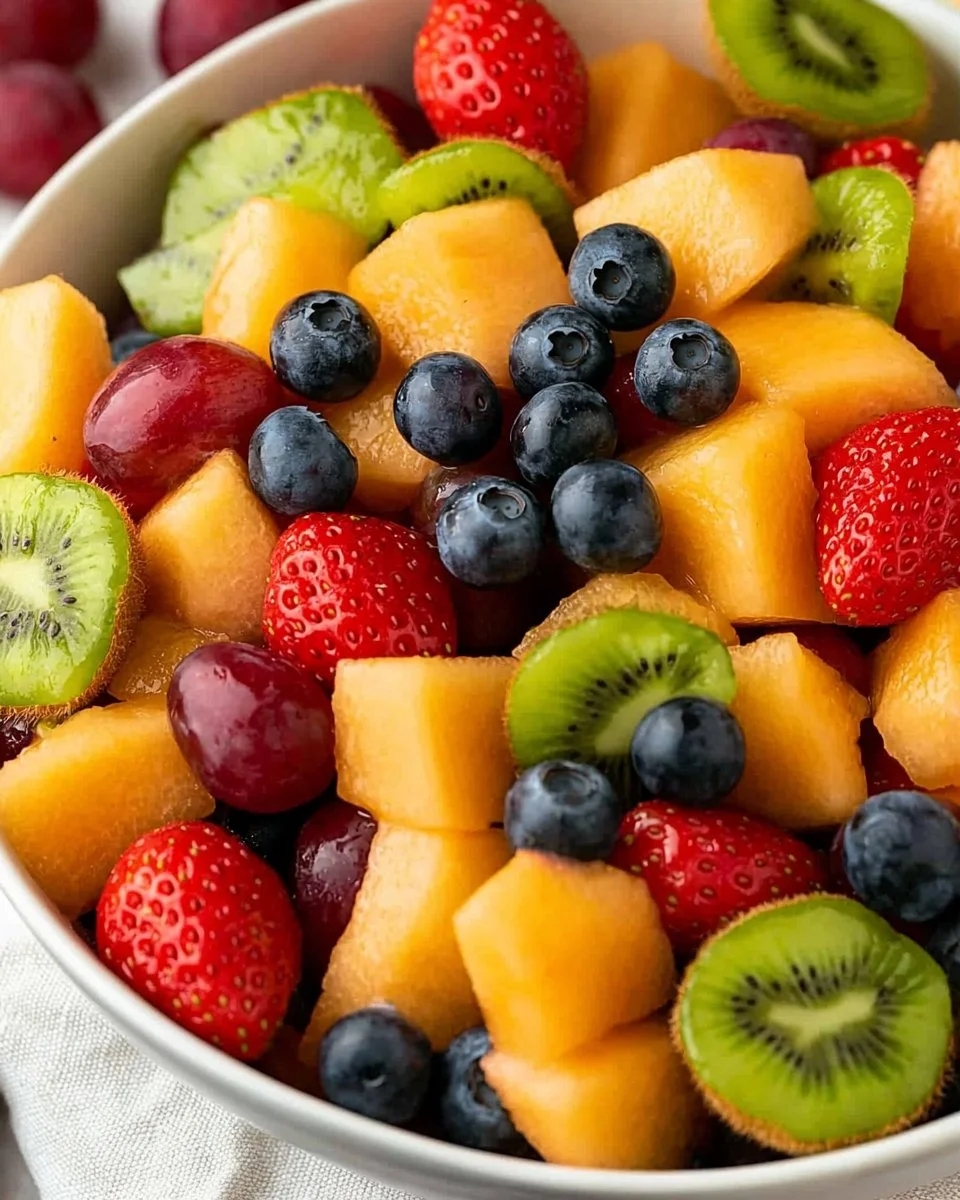 Colorful fruit salad served in a large bowl, perfect for gatherings