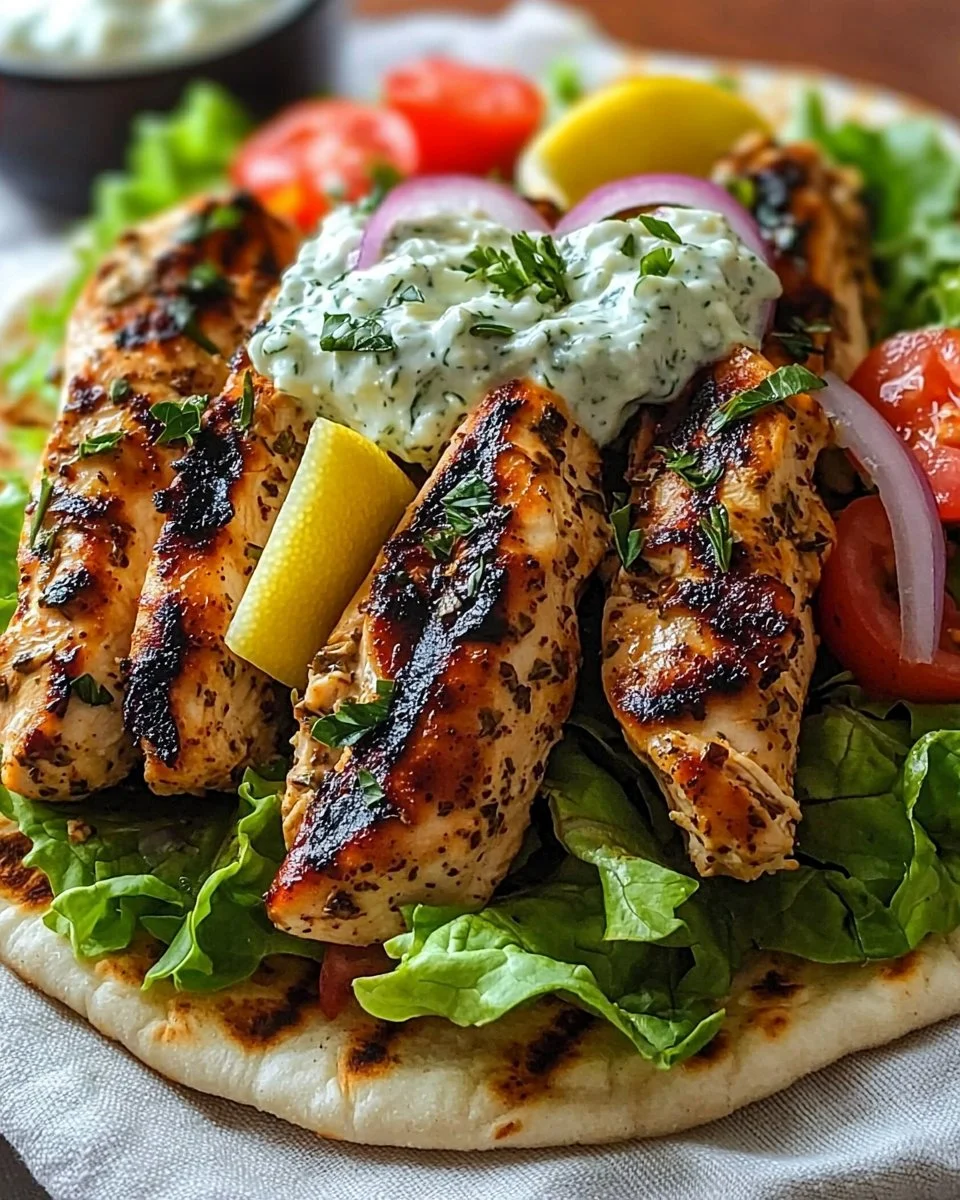 Greek Chicken Gyros with Lemon-Herb Marinade