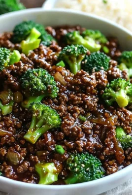 Stir-fried ground beef and broccoli dish with vibrant vegetables