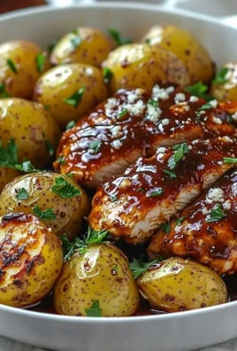 Honey BBQ Chicken served with garlic parmesan potatoes