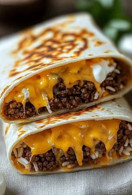 Easy grilled cheese burrito with melted cheese wrapped in a tortilla