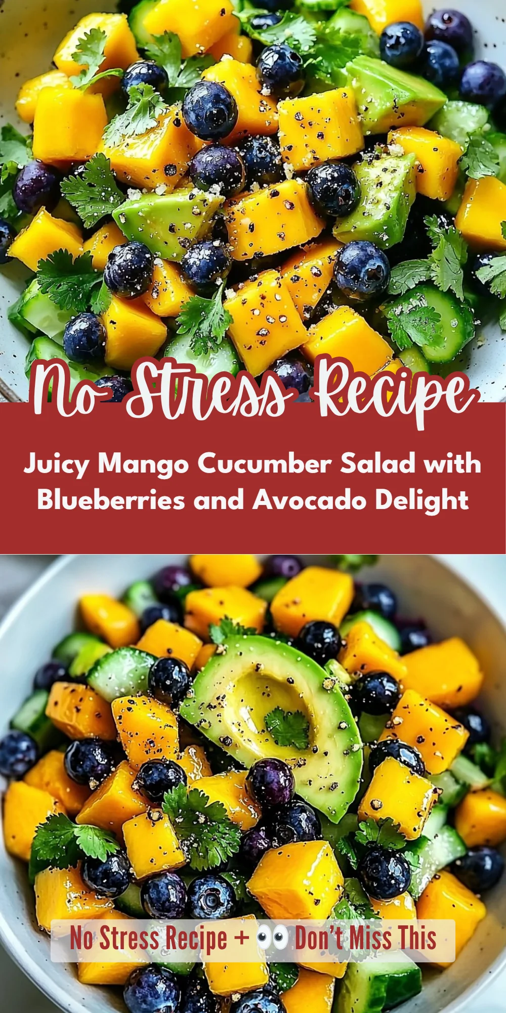 Juicy Mango Cucumber Salad with Blueberries and Avocado Delight