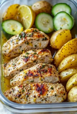 Delicious Lemon Garlic Chicken Meal Prep in meal containers
