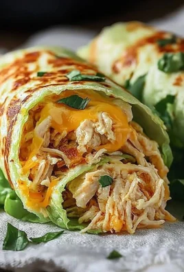 Low carb cheesy garlic chicken wraps served with fresh veggies.