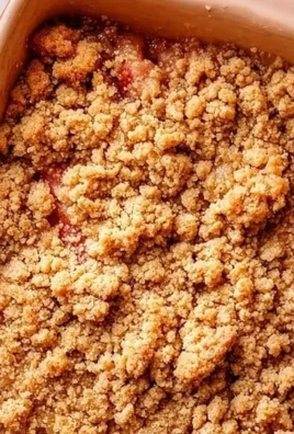 Low-carb rhubarb crisp dessert in a baking dish