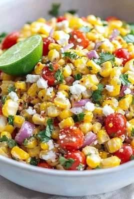 Delicious Mexican street corn salad with fresh ingredients and flavorful dressing.