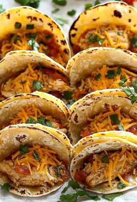 Mini baked chicken tacos served on a plate with toppings