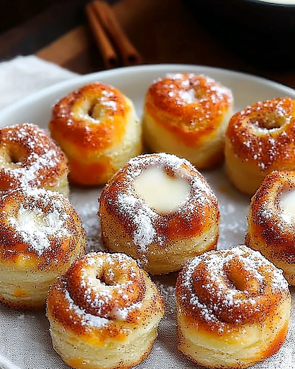 Delicious mini cinnamon roll bites topped with icing, perfect for a sweet snack.