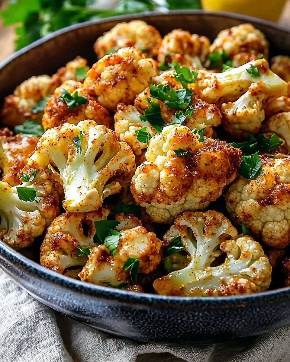 Delicious Moroccan Cauliflower drizzled with tahini-honey sauce.