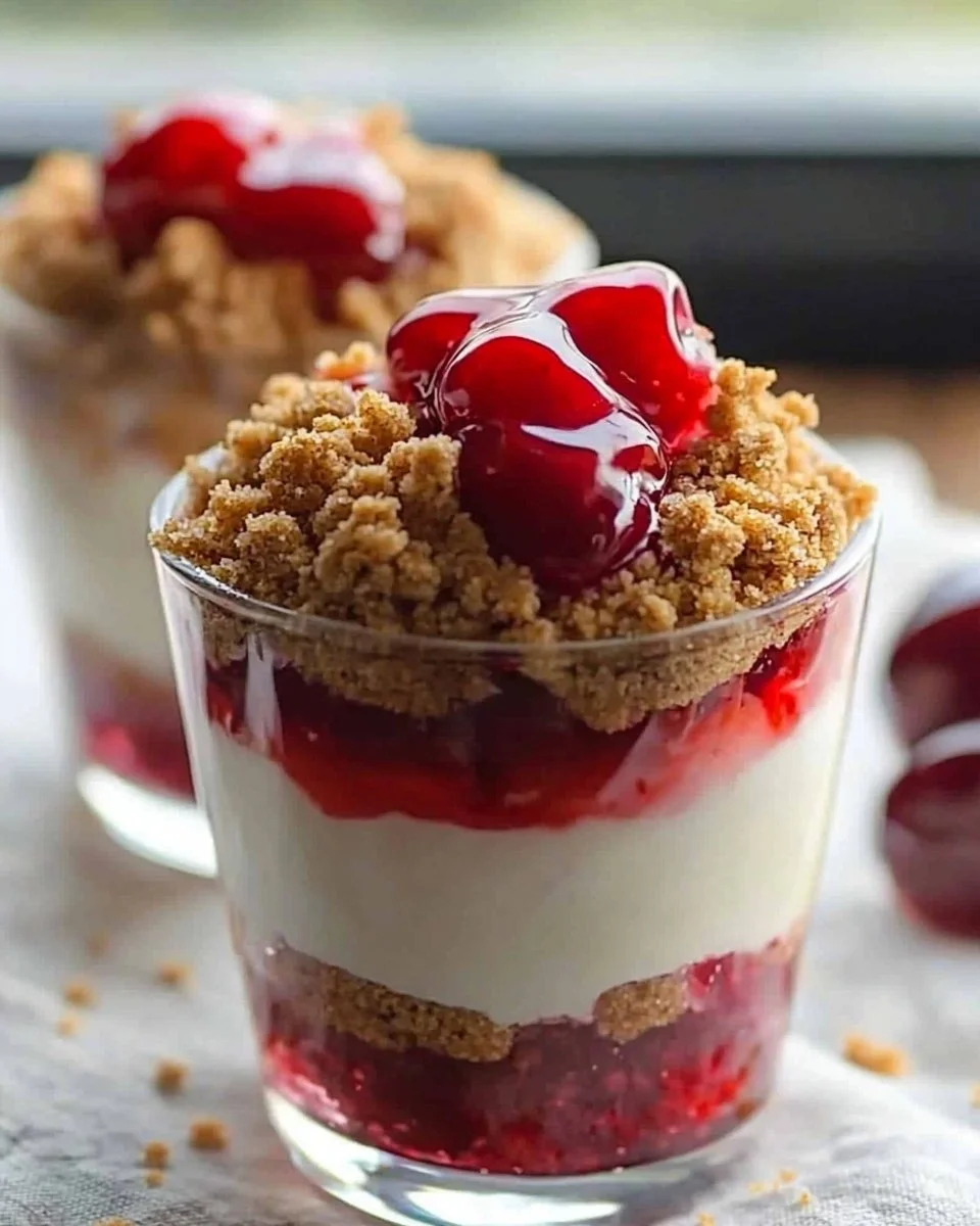 No-bake cheesecake parfait with layers of cream and fruit