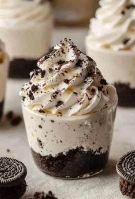 Oreo No-Bake Cheesecake Cups served in clear dessert cups