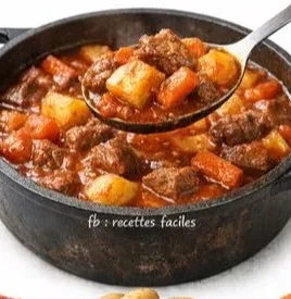 Bowl of Poor Man's Stew with vegetables and meat, a budget-friendly meal.