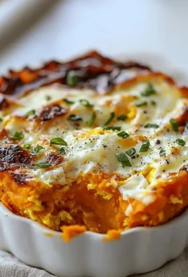 Protein-packed sweet potato egg casserole on a serving dish.