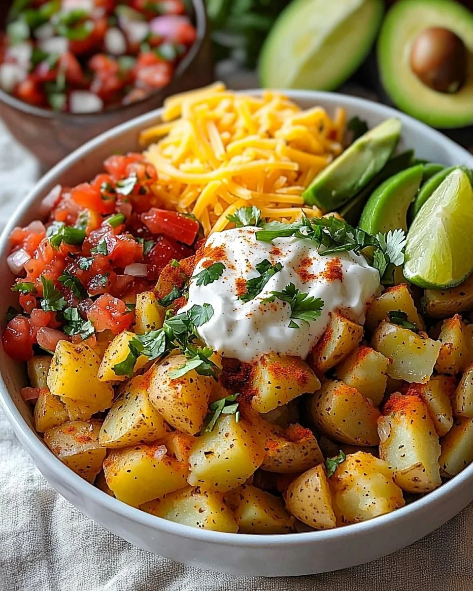 Delicious quick potato taco bowl for healthy meal prep