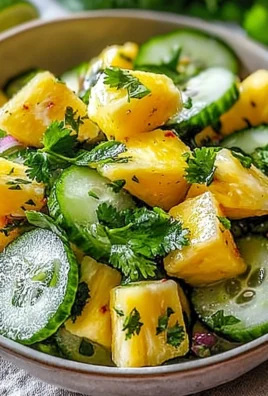 Refreshing pineapple cucumber salad with vibrant colors and tropical ingredients