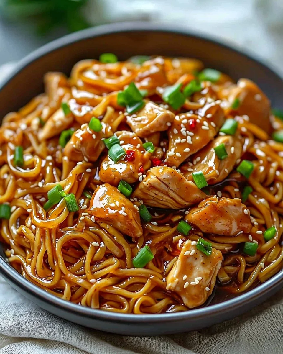 Sticky Garlic Chicken Noodles
