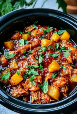 Delicious Sweet Hawaiian Crockpot Chicken cooked with tropical flavors
