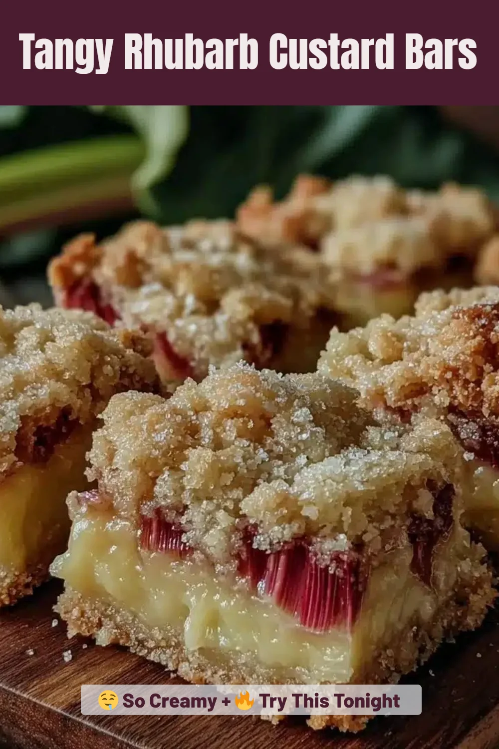 Tangy Rhubarb Custard Bars