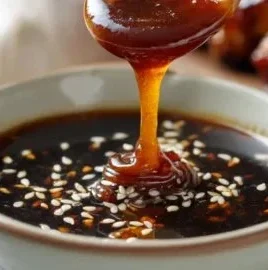 Homemade teriyaki sauce recipe with honey in a glass jar