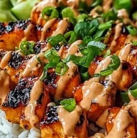 Delicious Bang Bang Chicken Bowl served with creamy sauce and fresh vegetables