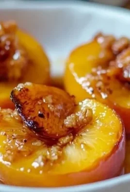 Deliciously baked honey roasted peaches served on a plate