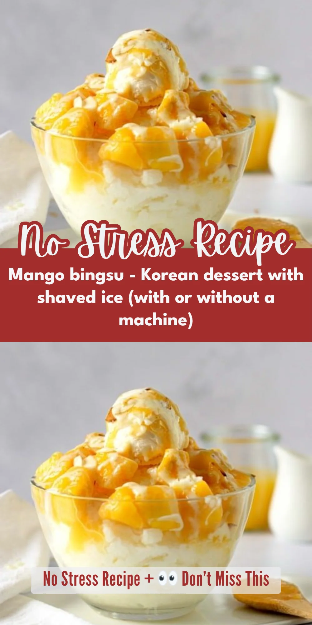 Mango bingsu - Korean dessert with shaved ice (with or without a machine)
