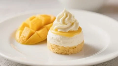 Delicious light and creamy mango mousse in a dessert bowl