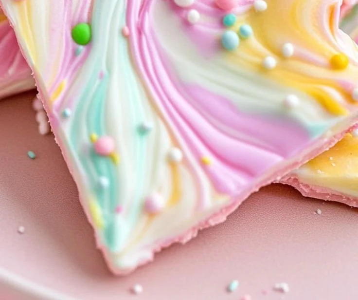 Pastel-Colored Frozen Yogurt Bark