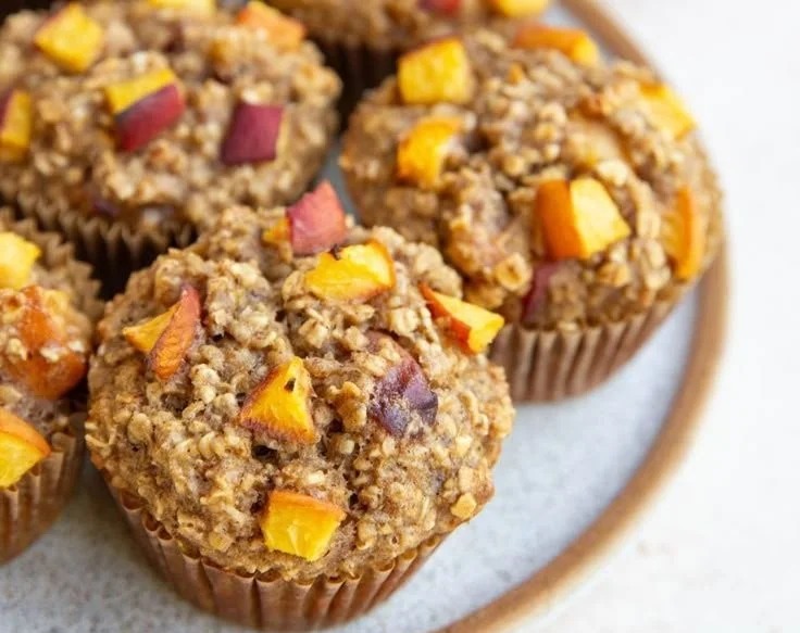 Peach Baked Oatmeal Muffins