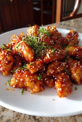 Delicious plate of Sweet Chili Chicken garnished with green onions
