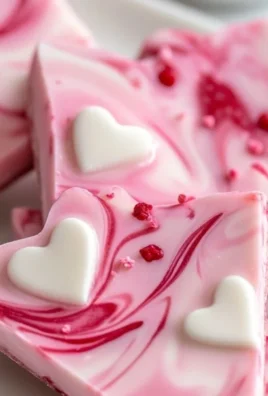 Valentine's Day frozen yogurt bark topped with fruit and chocolate.