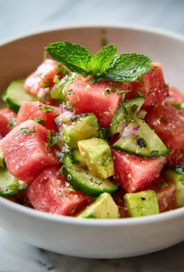 Refreshing watermelon salad with avocado and cucumber for summer meals