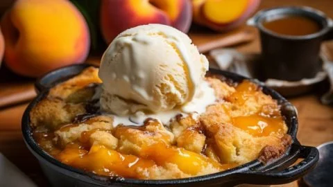 3 Ingredient Peach Cobbler in 5 Minutes