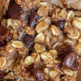 Homemade Banana Oatmeal Bars with oats and ripe bananas