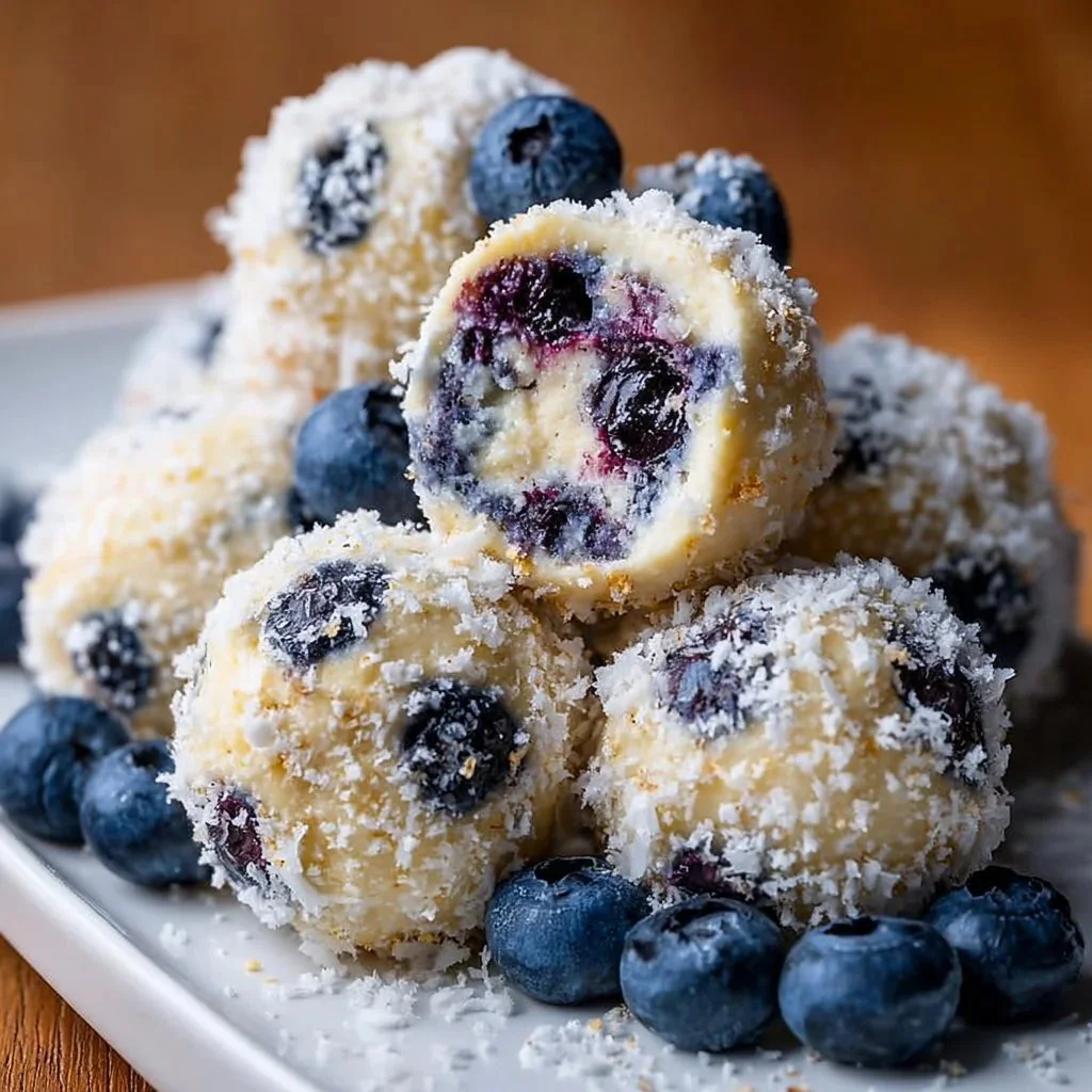 Creamy Blueberry Cheesecake Protein Balls