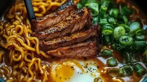 Irresistibly Spicy Korean Ramen Beef with Creamy Sauce