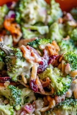 Easy broccoli salad recipe with vibrant ingredients and dressing.